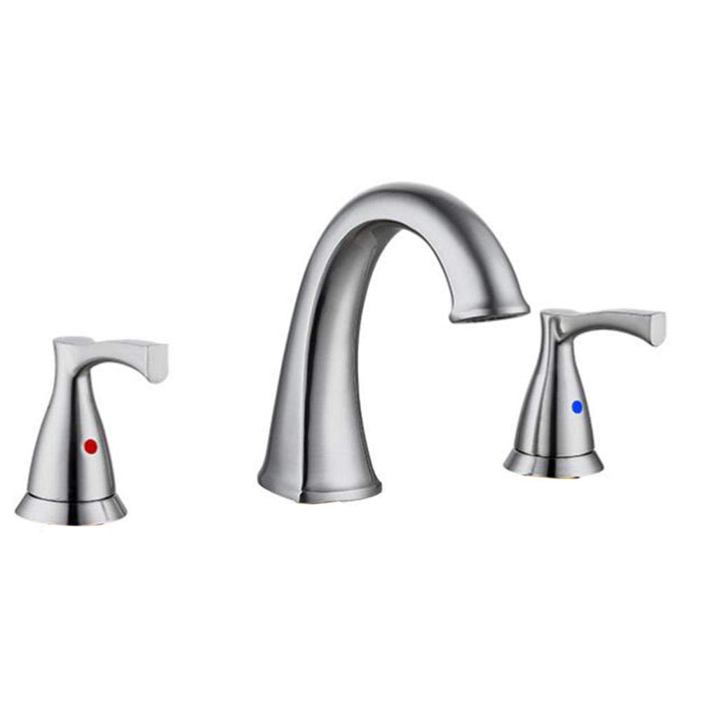 Grifo Lavabo 3 Orificios Color Cepillado Latón Frío y Calor Función de Ahorro de Agua Grifo de Lavabo