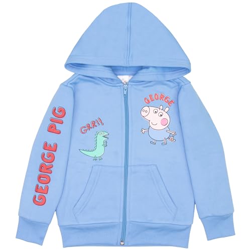 Peppa Pig George Pig Boy's 2 Piece Fleece Set - Dine-saws!! Zip Up Hoodie and Joggers Bundle for Kids and Toddlers3