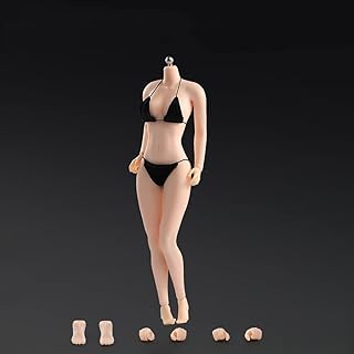 RoofWorld 1/6 Scale Female Body Miniature Figure Model 12inch Pale Skin Super Flexible Body 28 Joints Silicone Large Bust Action Figure Body Doll Collection for 1:6 Head Sculpt