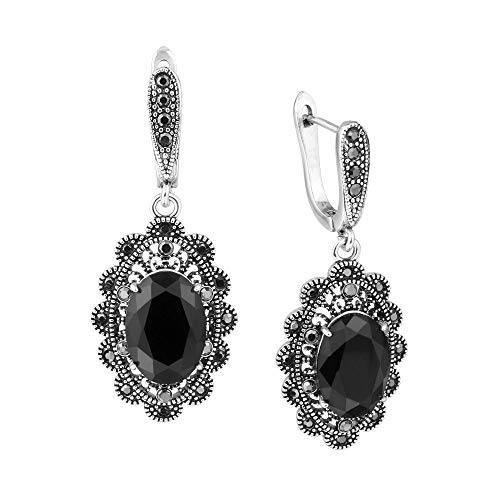 Dangle Earrings for Women, Black CZ Stone Statement Drop Earrings Hypoallergenic Earrings Costume Jewelry for Her