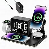 THL 7-in-1 Magnetic Wireless Charging Station with Digital Clock & LED Lamp