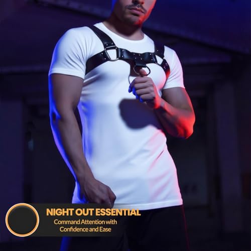 Men's PU Leather Chest Harness – Adjustable Shoulder Belt for Fashion Styling, Costume Accessory for Festivals, Cosplay, Stage Performance2