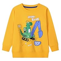 Gumyoss Boys Sweatshirts Toddler Boys Cotton Pullover Jumper Crew Neck Long Sleeve Tops for Little Kids Toddler Boys Clothes, 5 Years, Excavator Yellow