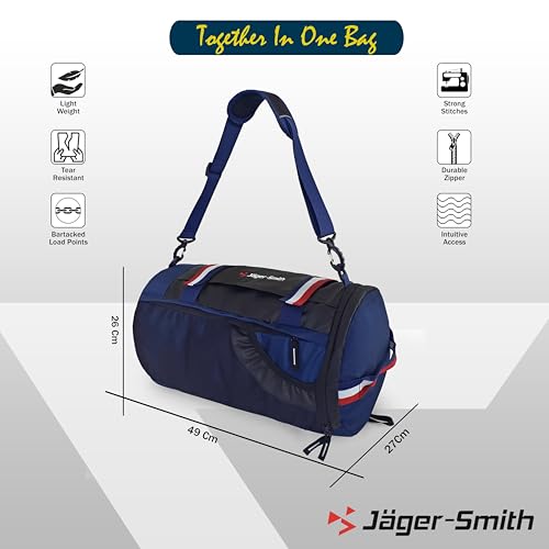 Image of Jager-Smith JSGB701(Black,Blue) Unisex Gym Bag /Duffle Bag with Yogamart Holder