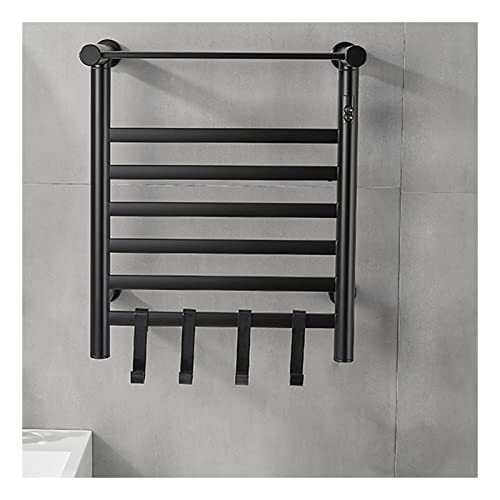 Secador de Toallas eléctrico Inteligente de Pared con Temporizador Integrado, Control de Temperatura y Estante, 85 W, 40 x 48 cm, Color Negro, cableado.