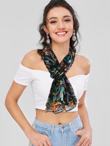 Image of GERINLY Scarfs for Women Lightweight Cotton Feel Scarves Floral Birds Print