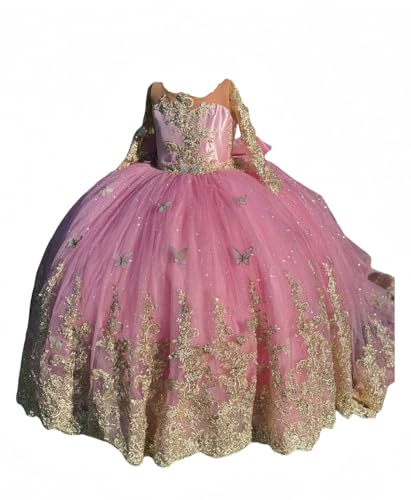 Long Sleeve Girls Kids Pageant Party Dresses with 3D Floral Applique Prom Ball Gowns Luxury Long Flower Girl Dress