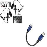 Podcast Equipment Bundle for 2, Audio Interface with DJ Mixer and Condenser Microphone, All-In-One A