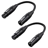 Cable Matters 2-Pack 5 Pin to 3 Pin DMX Lighting Cable - 6 Inches, 5Pin Male to 3Pin Female XLR/DMX Adapter Cable, Black