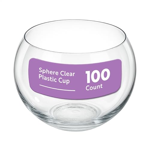 Restaurantware 4 Ounce Round Plastic Bowls 100 Disposable Sphere Cups - Premium Does Not Shatter Easily Clear Plastic Appetizer Bowls Versatile For Weddings Parties Or Birthdays