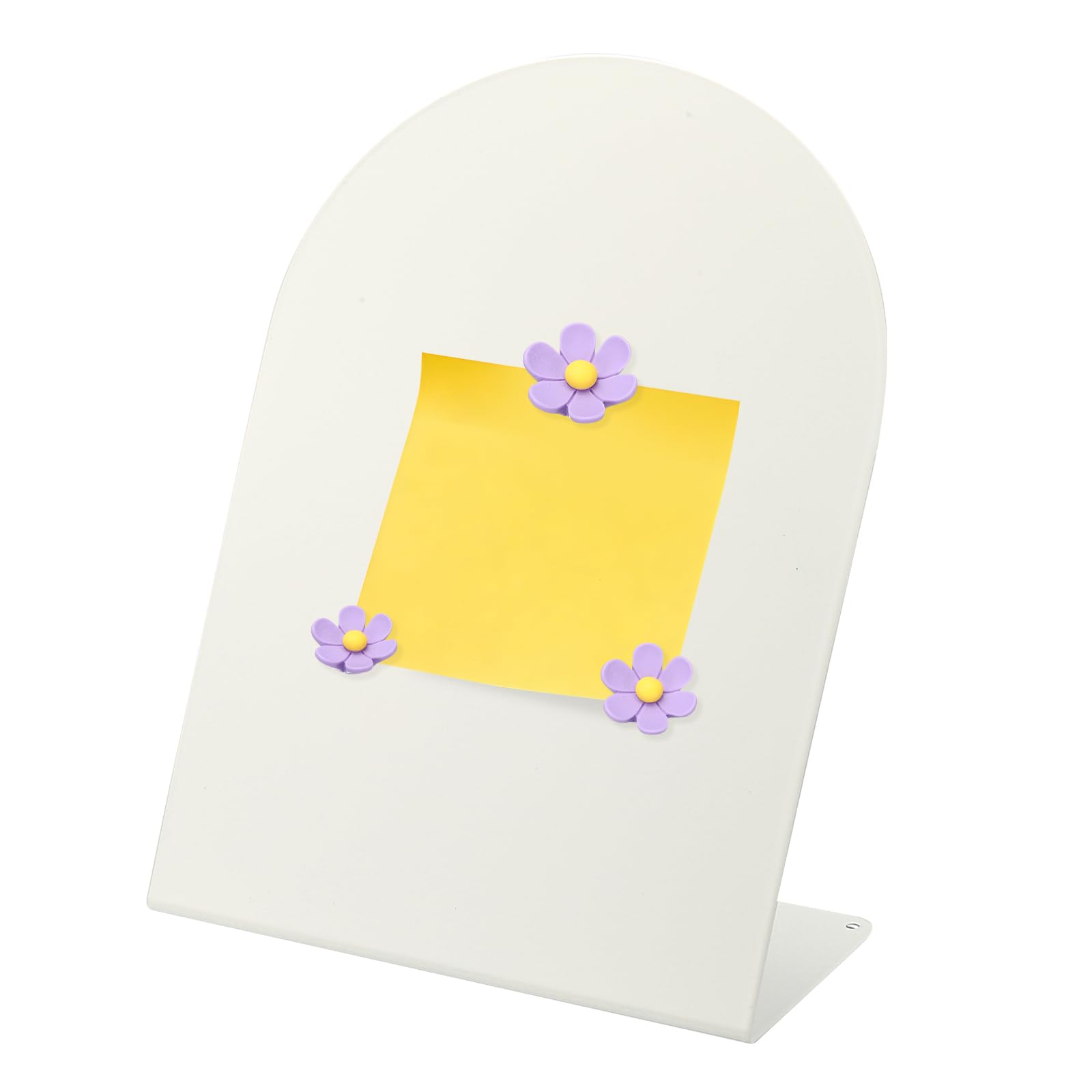 PATIKIL Magnetic Bulletin Board, Memo Magnet Display Stand Board with 3 Flower Magnets for Home Office Kitchen Restaurant Cafe Supplies, White/Purple — image 1