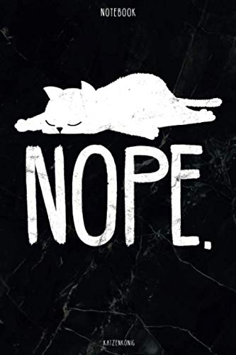 Notebook: Kariertes Notizbuch A5 [NOPE] mit Katze Katzenmotiv Lustiger Spruch | 120 Seiten dickes Notizheft | robust, biegsam, abwischbares Cover | Vintage Retro Dark Marble