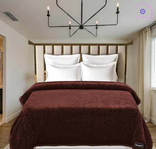 Image of Coffee Brown Double Bed Blanket 500 TC Super Soft Premium Microfiber Blanket, 87 x 85 Inches, Warm & Lightweight Winter Blanket, Soft Cozy AC Blanket, All Season Bed Blanket for Home & Travel