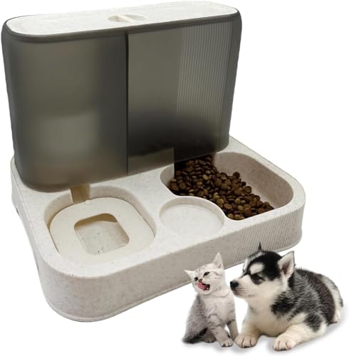 Kathson Cat Feeder and Water Dispenser - Automatic, Large Capacity All-in-One Gravity Food Dispenser for Small Dogs, Puppies, Cats and Pets
