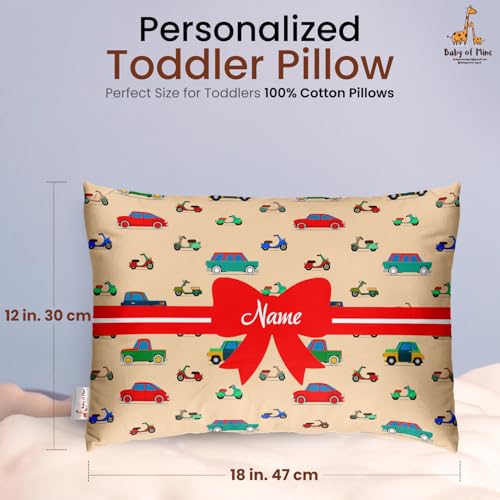 Image of Personalised Premium Baby Pillow - Super Soft Cotton Cushion for Kids (1 Month-5 Years), Cute Cartoon & Animal Prints, Neck Support, Head Shaping Pillow for Baby Sleep & Bedtime Comfort