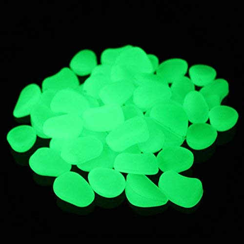 100 Pieces Garden Stones, Glow in Dark Pebbles for Garden, Luminous