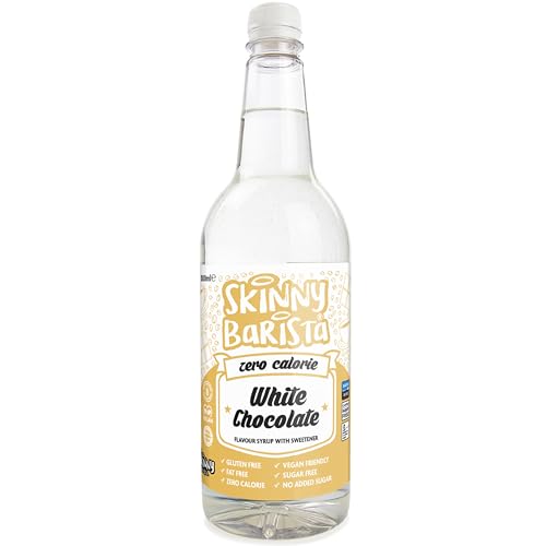 Skinny Food Co White Chocolate Coffee Syrup - Sugar Free 1L - Zero Calorie Sugar Free Coffee Syrup Tea Hot Chocolate Fruit Protein Drinks - Vegan-Friendly Gluten-Free & Fat-Free