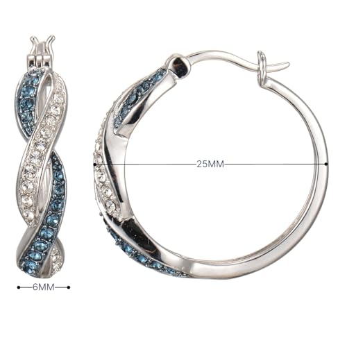 Amazon Essentials .925 Sterling Silver Rhodium Plated Crystal Twisted Hoop Earrings for Women, Hypoallergenic Nickel-Free, Lightweight Hoops with Click Post Closure4