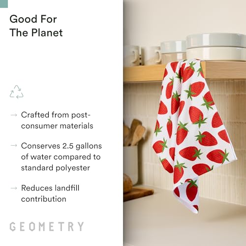 GEOMETRY Spring Kitchen Towels - Quick Dry Microfiber Cloth Spring & Summer Dish Towels for Kitchen Drying - Premium Quick Dry Towel - Strawberry Shortcake Lines, 18" x 30" - 1-Pack - image 3