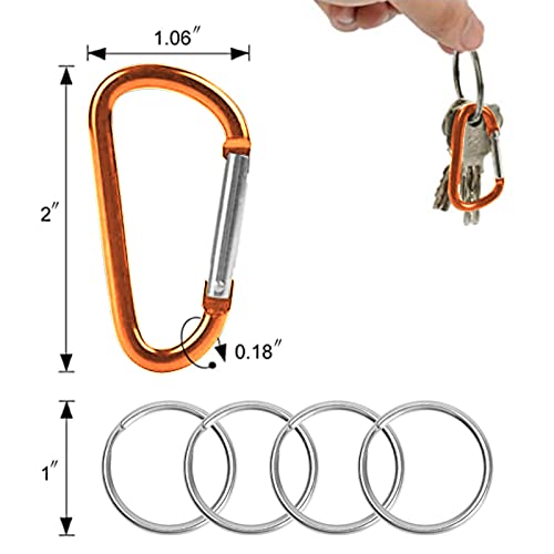 40 Pcs Carabiner Clip Keychain 1.83" Aluminum D-Ring Spring Loaded Gate Small Keychain Carabiners Clip Multipurpose For Outdoor Camping Mini Lock Hooks Snap Link Durable Carabineer #TOP3