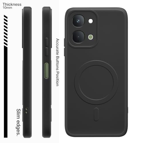 Image of Pikkme Back Cover for Vivo T5x / Vivo Y51 Pro /iQOO Z11x 5G Soft Matte Silicone Mag-Safe Design (Mag-Safe Not Support) Camera Protection | Slim Fit Bumper Cover (Black)
