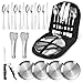 Juego de cubiertos de camping para 4 personas, 21 piezas Vajilla Camping,Acero Inoxidable Juego de Cubiertos de Viaje Portátil para Camping,Picnic,Viajes y BBQ-Negro