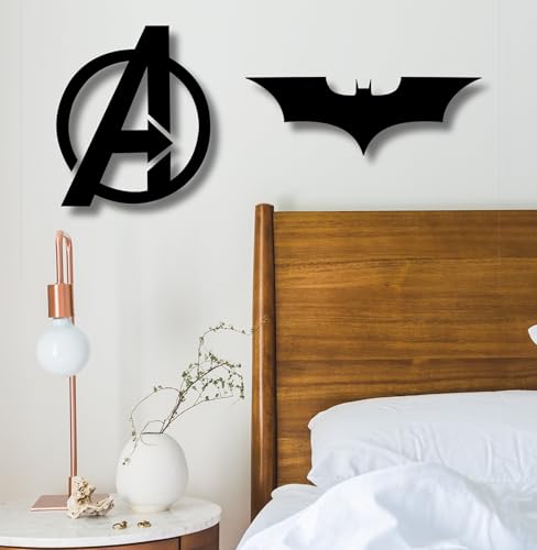 Image of TWIGGY Superhero 6mm MDF Wooden Wall Decor Set for Home, Office, or Gaming Room, Gift, Anime (pack of 2 | The Avengers, The Dark Knight)