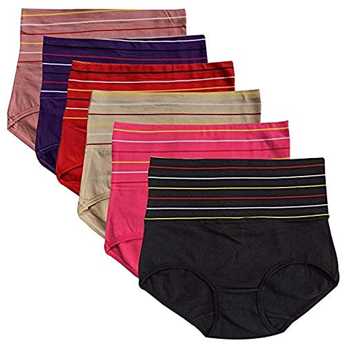 fashionez Women's Cotton Tummy Control Panty (Pack of 6) Assorted Multicolor (Free Size)-picture-53