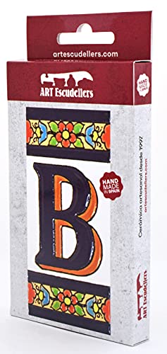 FLORES MEDIANO 4,29" x 2,13" Handpainted House Letter Tiles for Signs, Addresses and Names - Design LETTER B