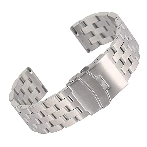 Bracelet de montre 20mm acier inoxydable anti-usure argenté à boucle