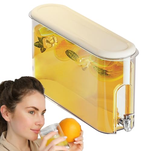 Dispensador de bebidas para refrigerador, recipiente de polipropileno ABS de 4 L, jarra de agua a prueba de derrames con tapa, jarra de con soporte para limonada, espiga fácil de verter, perfecto