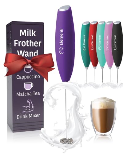 Elementi Handheld Drink Mixer and Frother (Purple)