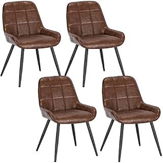 WOLTU Set of 4 Dining Chairs, Relaxing Chairs Faux leather, Chairs for Bedroom, Living Room, Dining Room and Kitchen, Ergonomic Chairs with Backrest, Brown, BH332br-4