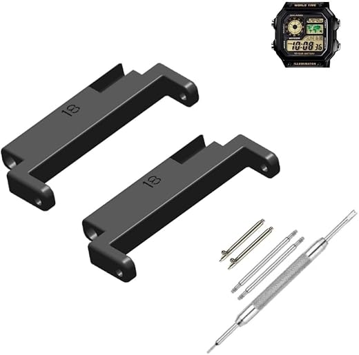 Lineon 18mm to 22mm Adaptor (Connector) Specially Compatible With CASIO Royale ae1200, DW-291H, F-91W, F91W, AE-1400wh, A1...