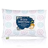Toddler Pillow with Pillowcase - 13X18 Soft Organic Cotton Baby Pillows for Sleeping - Machine Washable - Toddlers, Kids, Boy, Girl - Perfect for Travel, Toddler Cot, Bed Set (Donuts)
