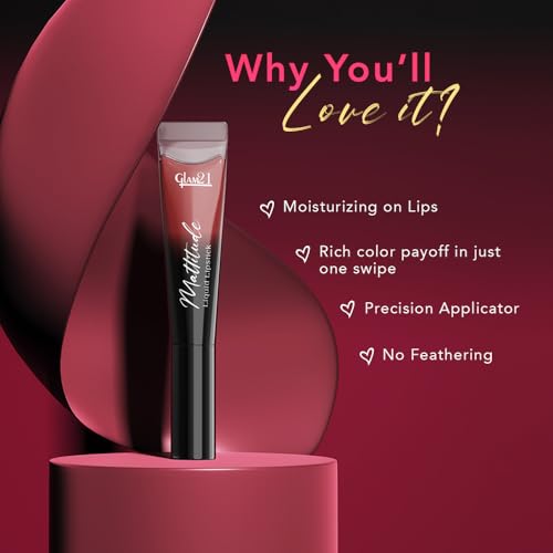 Image of Glam21 Mattitude Liquid Matte Lipstick | 16Hr Long Stay | Non-Transfer & Smudge-Proof | Enriched with Vitamin E, Coffee & Cherry Oil | Moisturizing & Comfortable | 7.5ml,Pinked My Ex