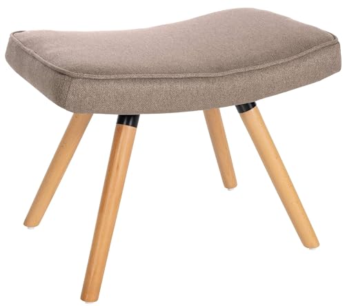 CLP Reposapiés Garding Tapizado En Tela & Estilo Nórdico I Taburete Bajo Acolchado con 4 Patas De Madera De Haya, Color:Gris Pardo
