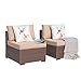 Patiorama Outdoor Loveseat, 2 Piece All Weather Brown Wicker Patio Chairs, Beige Velcro Cushion