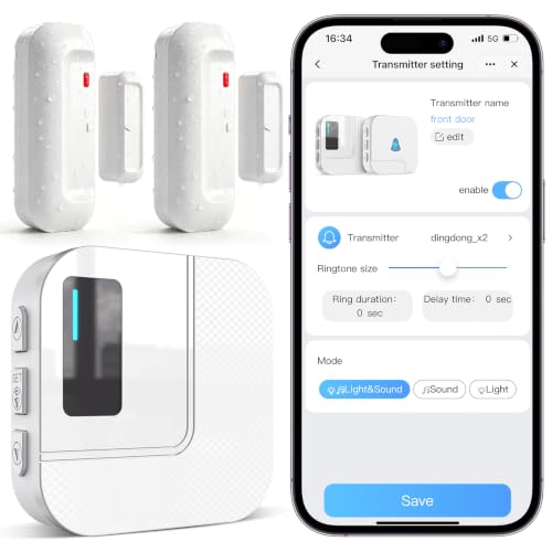 WiFi Door Chime, SanJie Door Alarm Sensor with Phone Notific