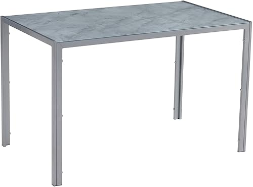 Miniatura 10 de Mesa de comedor rectangular de vidrio transparente de 47.2 pulgadas, mesa de cocina moderna con mesa de vidrio templado y marco de acero de metal