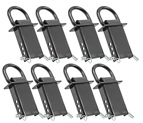 Mytee Products (8 Pack Heavy Duty Adjustable Trailer Stake Pocket D Ring w  1 2  Hitch Pin, Load Limit 5400 lbs & 4 Holes for Adjustment | Stake Pocket D-Ring Tie Downs Utility for Flatbed Trucks