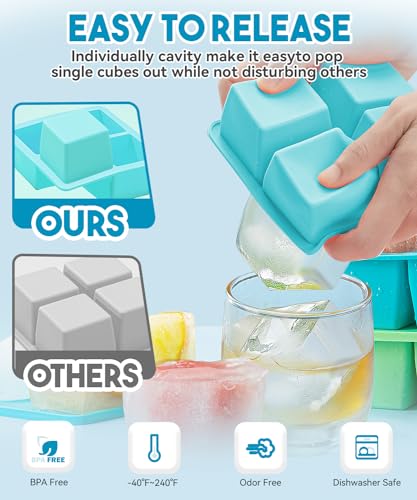 Lxndaser 2 PACK ICE CUBE TRAY Pack Silicone Ice Cube Tray With Lid -Large Ice Cube Molds thumb #3