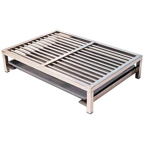 Toilettes chien en acier inoxydable avec grille antidérapante grand format
