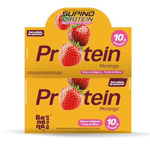 Barra de proteínas com morango e cobertura de morango