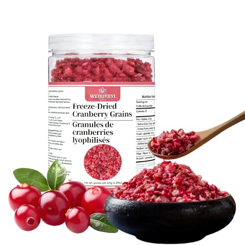 WEIJUEJIYI Frozen Dried Cranberry Slices 65g/2.29oz, No Added Sugar, Only