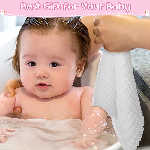 Image of Breling 20 Pcs Baby Muslin Washcloth 12 x 12 Inch 100% Cotton Soft and Absorbent Muslin Washcloth Burp Cloth Wipe Newborn Face Towel for Baby Boy Girl Sensitive Skin(White)