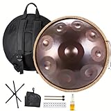Batería Handpan de 18/22 Pulgadas, Tambor de Mano de Acero Premium, 432/440 Hz, 9/10/12 Notas, con Bolsa Suave, Soporte Para, Paño Antipolvo para Sanación con Sonido(Azul,432HZ/18inch/9Note)