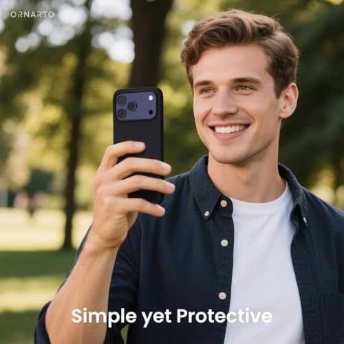 Image of ORNARTO Compatible with iPhone 17 Pro Max Case 6.9 inch, Slim Liquid Silicone 3 Layers Soft Gel Rubber Shockproof Protective Cover with Anti-Scratch Microfiber Lining-Black