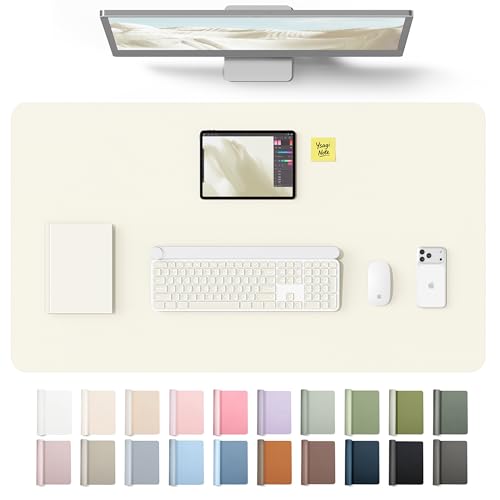 YSAGi Leather Desk Protector, Office Mat, Large Mouse Mat, Non-Slip PU Leather Blotter, Laptop Desk Mat, Waterproof Writing Pad for Office and Home(Cream, 40" x 24")