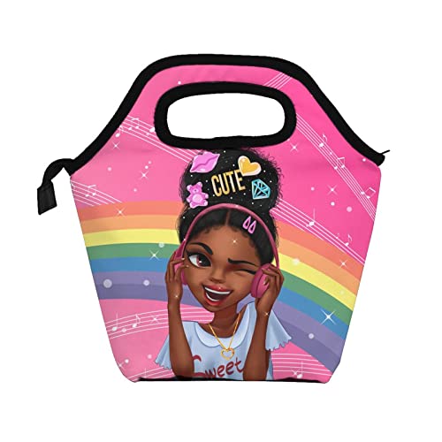 Lunch Bags For Black Women African American Lunch Box Afro Black Girl Lunch Tote Bag For Travel, Picnic, Work, School Reusable Insulated Cooler #TOP5